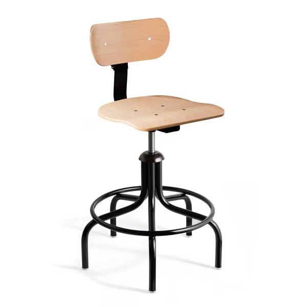 Maple Plywood Chair, 5-legged Blk Tubular Steel Base  17